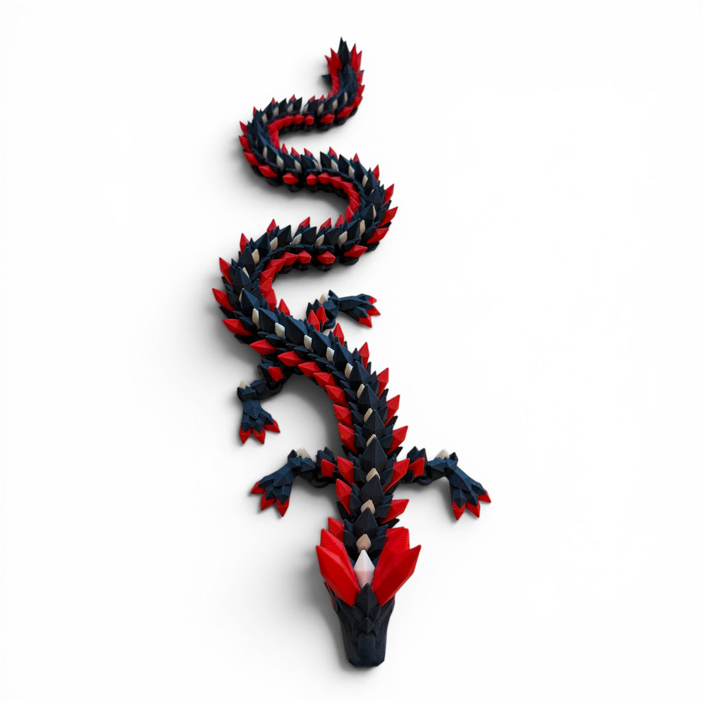 Crystal Dragon - Navy with Red & White (Roosters)